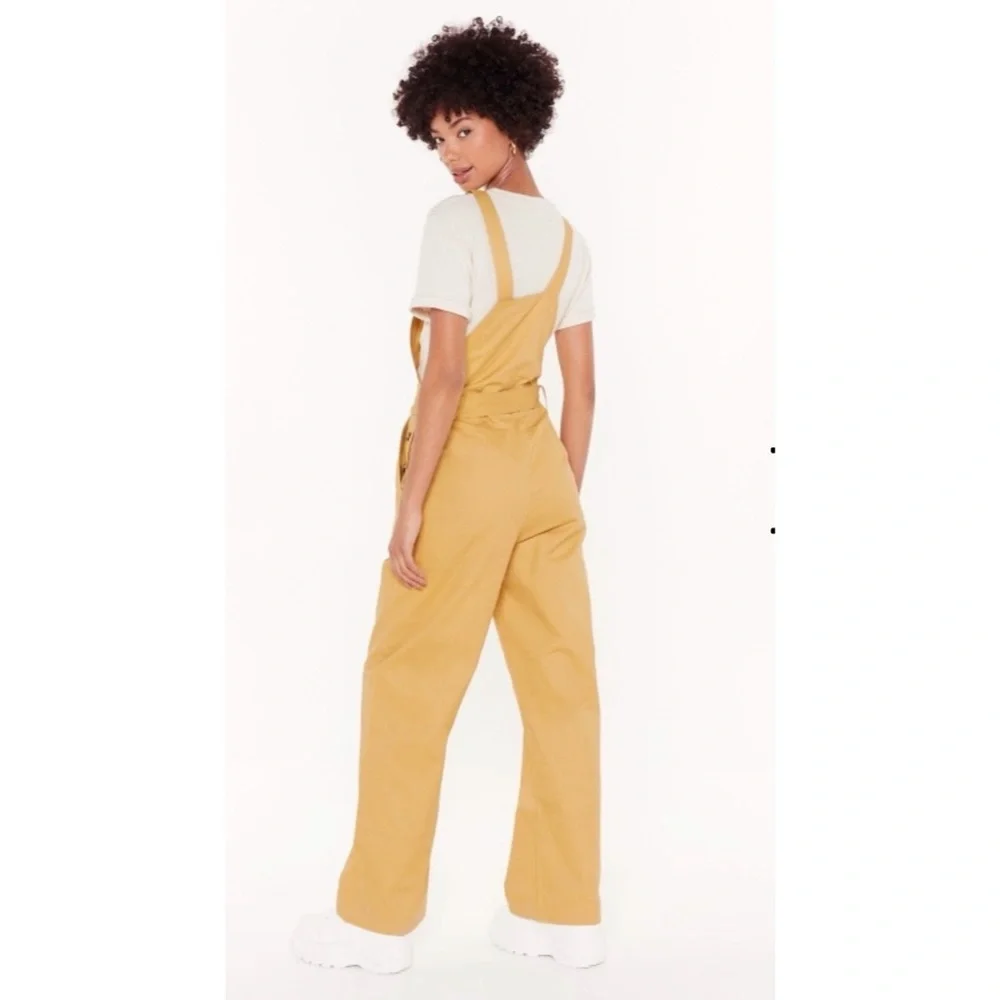 Nasty Gal Mustard Yellow Wide-Leg Overalls - Picture 2 of 11